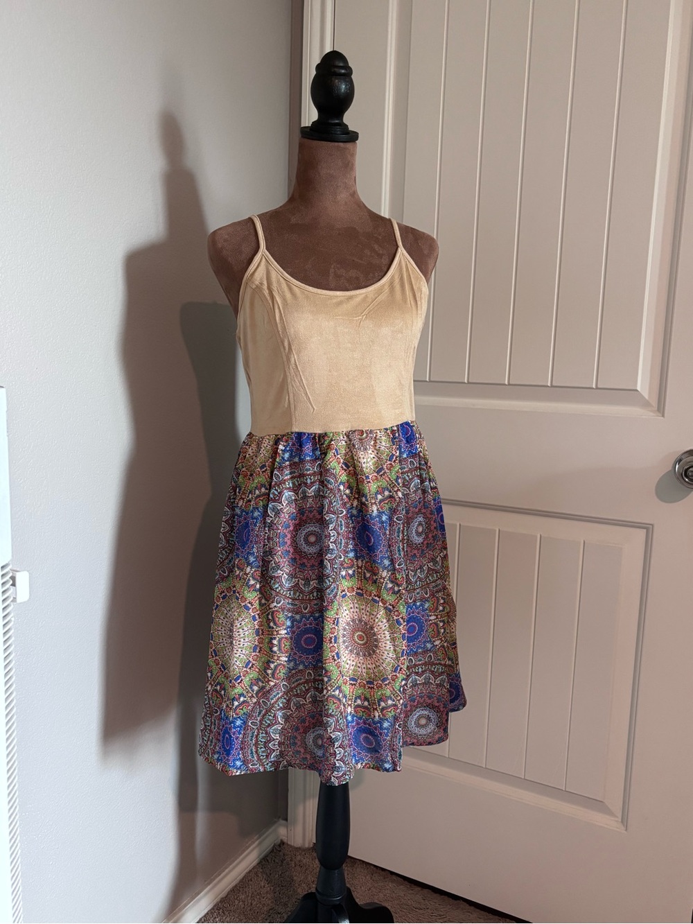 Stilleto’s brand Beige Tank Top Dress with Multicolor Mandala Skirt